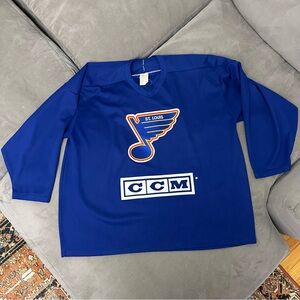 Vintage Maska CCM St. Louis Blues Blue Craig Janney Jersey Size XL 3/4 Sleeve